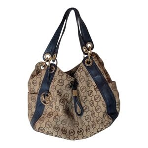Michael Kors Ludlow Jacquard Signature Hobo Satchel Navy Trim Michael Kors Purse